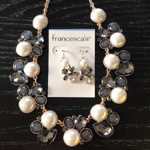 NWT Necklace and earring set- grey/pearl
